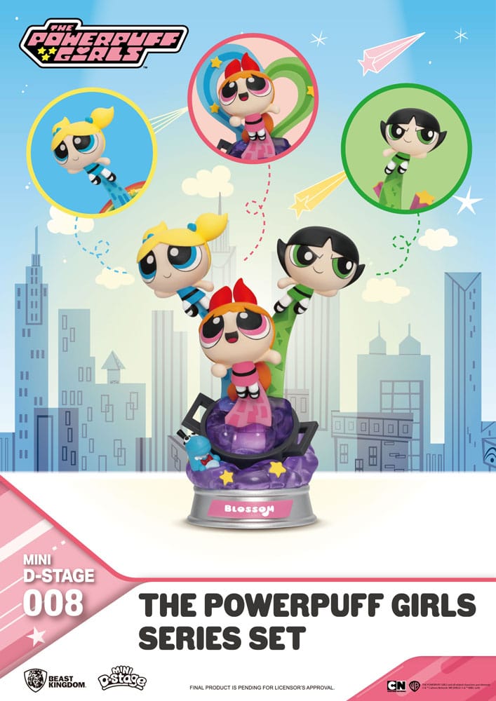 The Powerpuff Girls Mini Diorama Stage Statys The Powerpuff Girls Series Set 12 cm