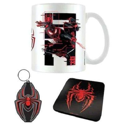 Marvel Mug, Glasunderlägg and Nyckelring Set Spider-Man Miles Morales Web Glitch