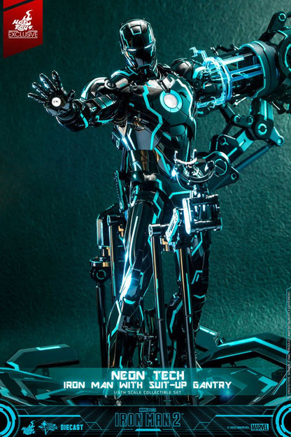 Iron Man 2 Actionfigur 1/6 Neon Tech Iron Man with Suit-Up Gantry 32 cm