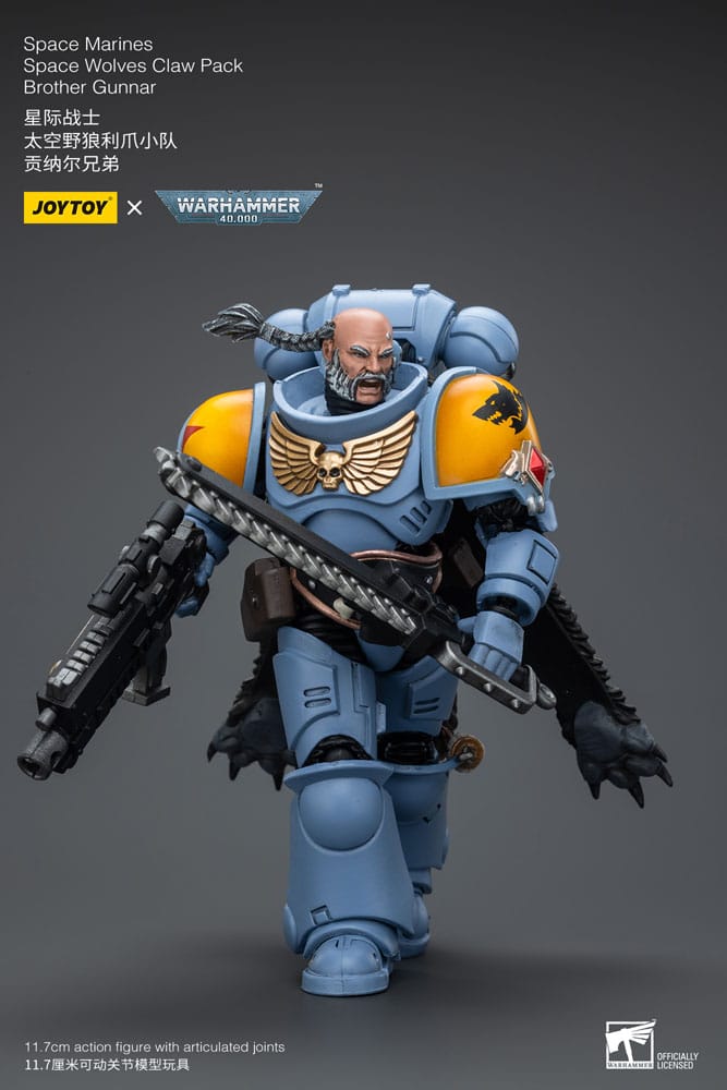 Warhammer 40k Actionfigur 1/18 Space Marines Space Wolves Claw Pack Brother Gunnar 12 cm