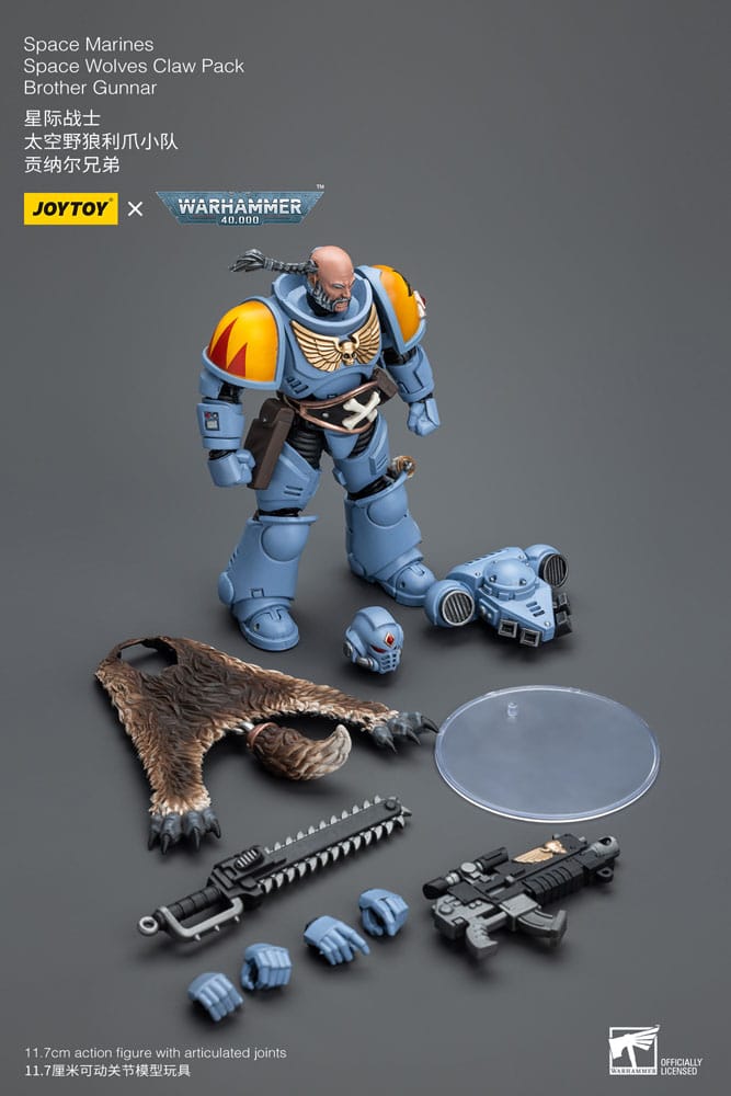 Warhammer 40k Actionfigur 1/18 Space Marines Space Wolves Claw Pack Brother Gunnar 12 cm