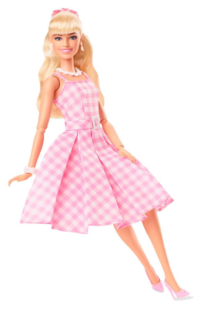 Barbie Film Docka i Rosa Gingham Klänning