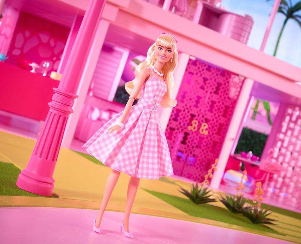 Barbie Film Docka i Rosa Gingham Klänning