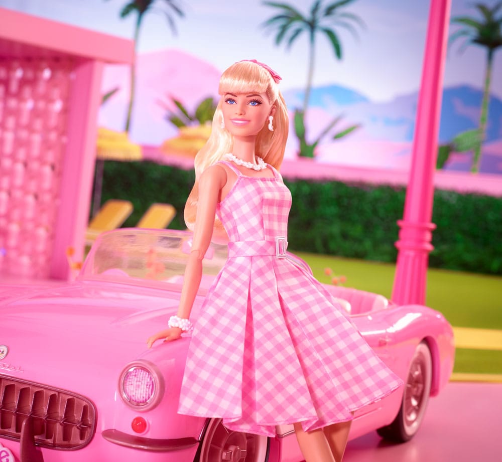 Barbie Film Docka i Rosa Gingham Klänning