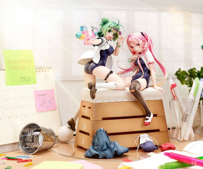 Poyoyon Rock Sukumizu Sisters PVC Statue 1/5.5 Midori & Pink 28 cm