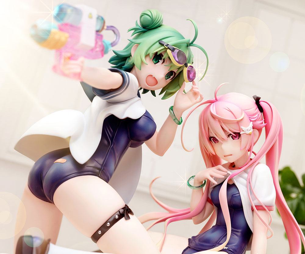 Poyoyon Rock Sukumizu Sisters PVC Statue 1/5.5 Midori & Pink 28 cm