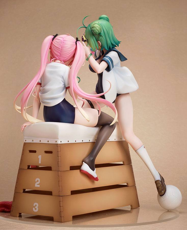 Poyoyon Rock Sukumizu Sisters PVC Statue 1/5.5 Midori & Pink 28 cm