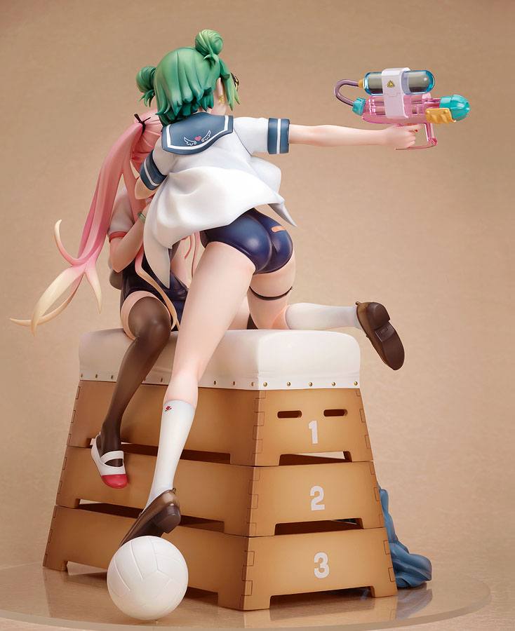 Poyoyon Rock Sukumizu Sisters PVC Statue 1/5.5 Midori & Pink 28 cm