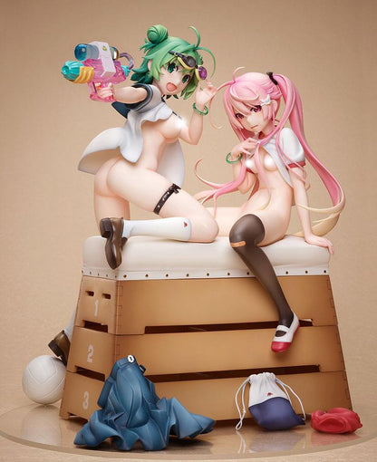 Poyoyon Rock Sukumizu Sisters PVC Statue 1/5.5 Midori & Pink 28 cm