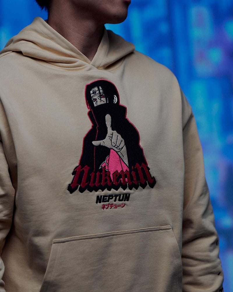 Naruto Shippuden Graphic Hoodie Beige Size M