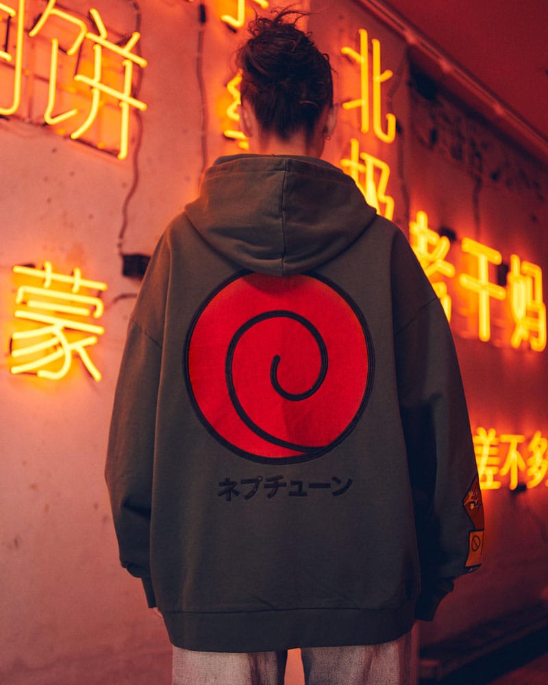 Naruto Shippuden Grafik Hoodie Grön Storlek S