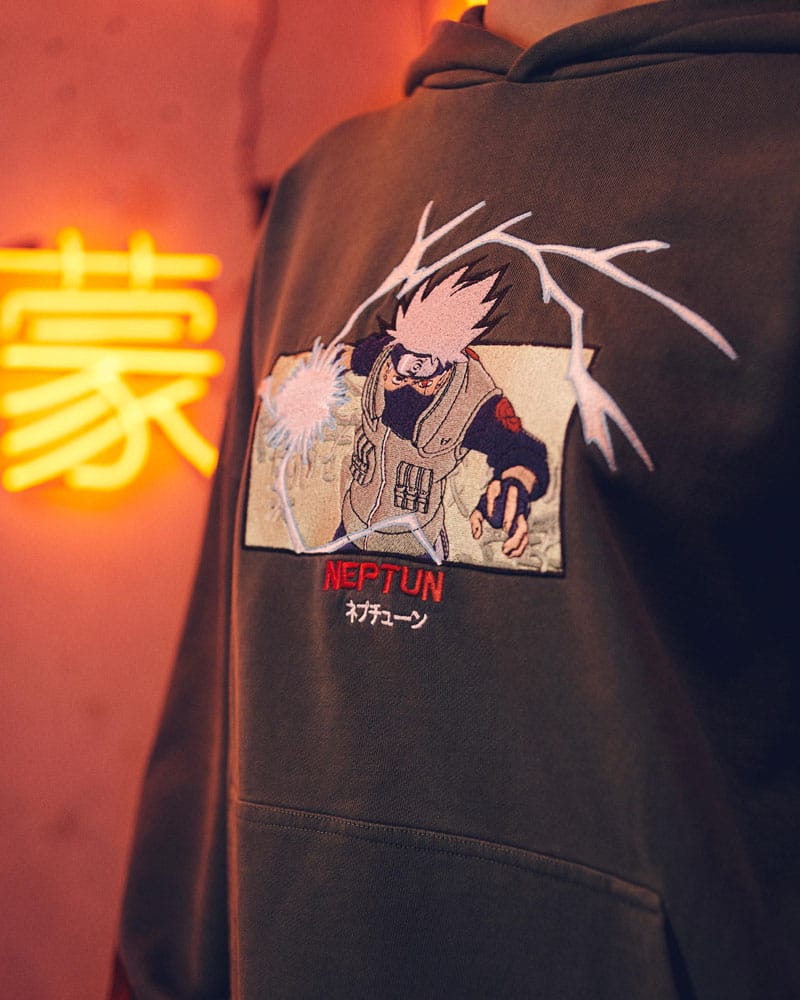 Naruto Shippuden Grafik Hoodie Grön Storlek S