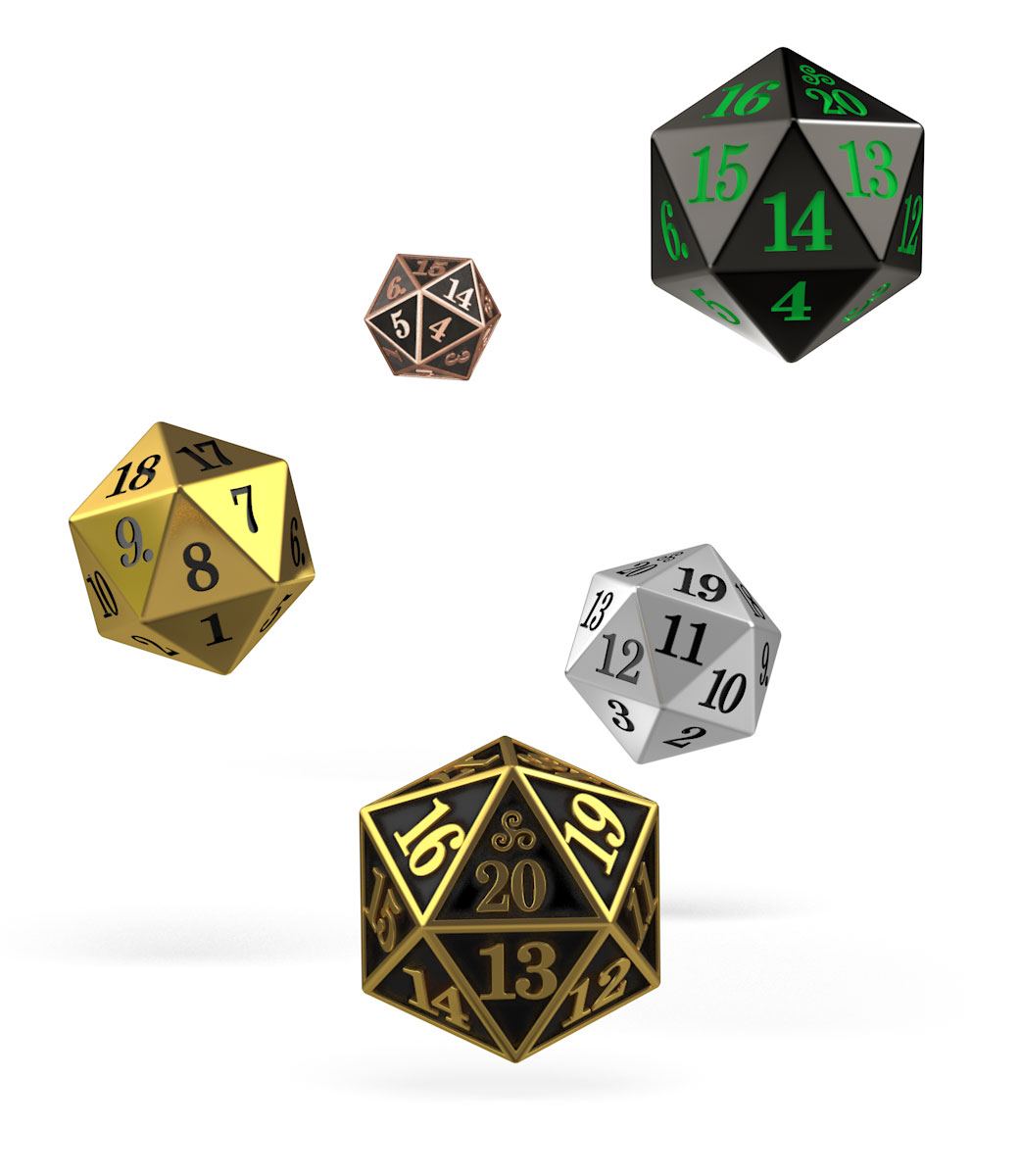 Oakie Doakie Dice D20 Spindown Dice Set Metal (5)