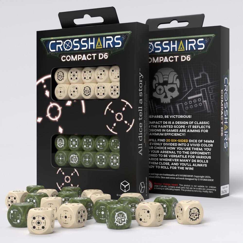 Crosshairs Compact D6 Dice Set Beige&Olive (20)