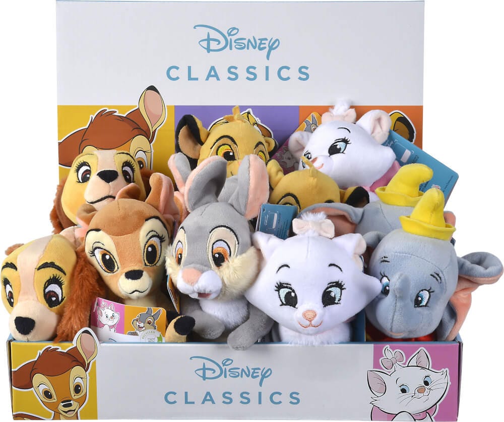 Display with 12 officially licensed plush figures. Each plush figure measures approx. 17 cm.