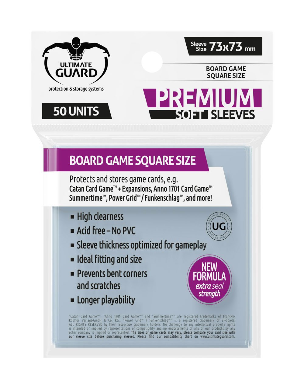 Ultimate Guard Premium Soft Sleeves for Brädspel Cards Square (50)