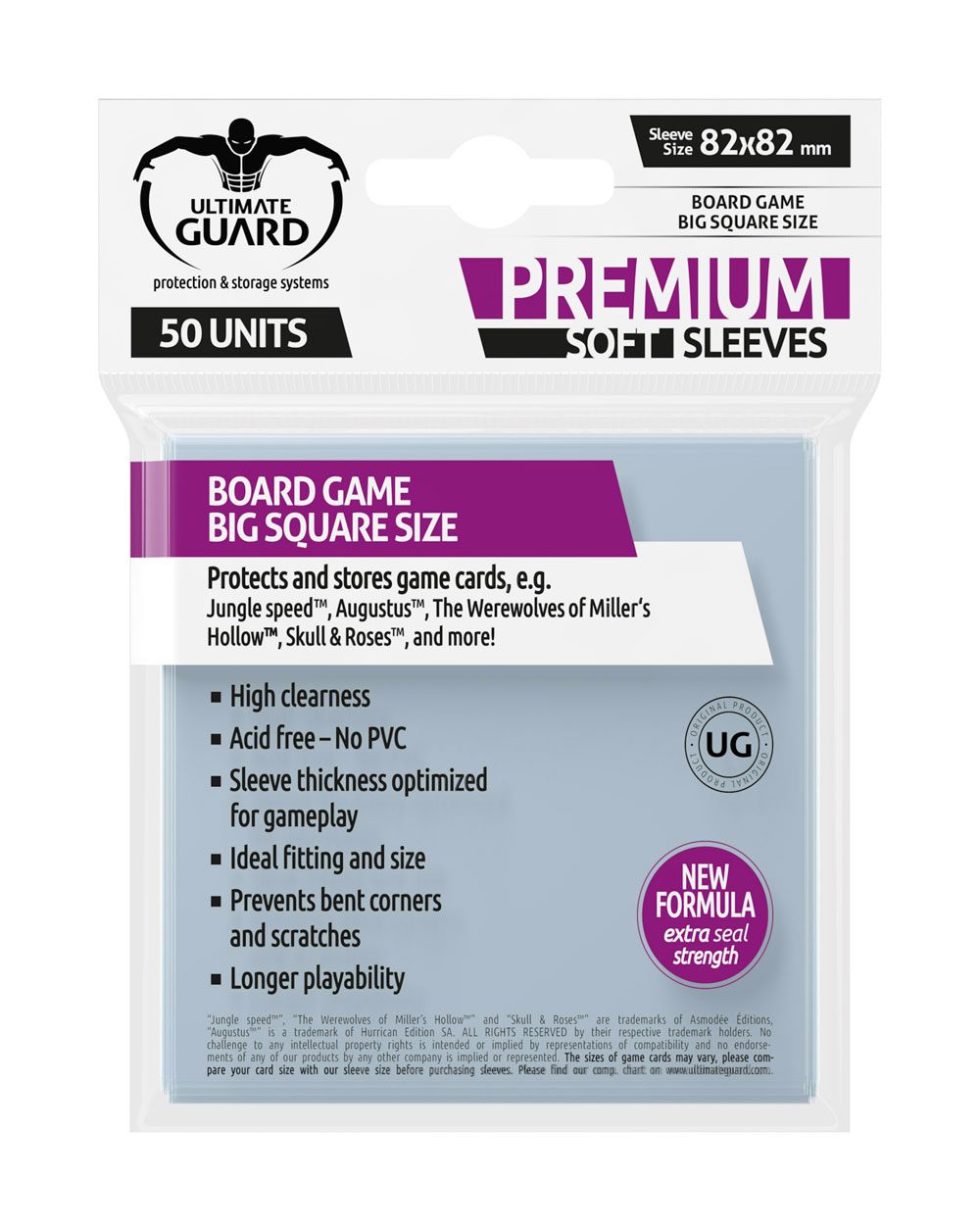 Ultimate Guard Premium Soft Sleeves for Brädspel Cards Big Square (50)