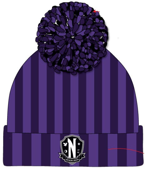 Wednesday Pom-Pom Mössa Nevermore Logo